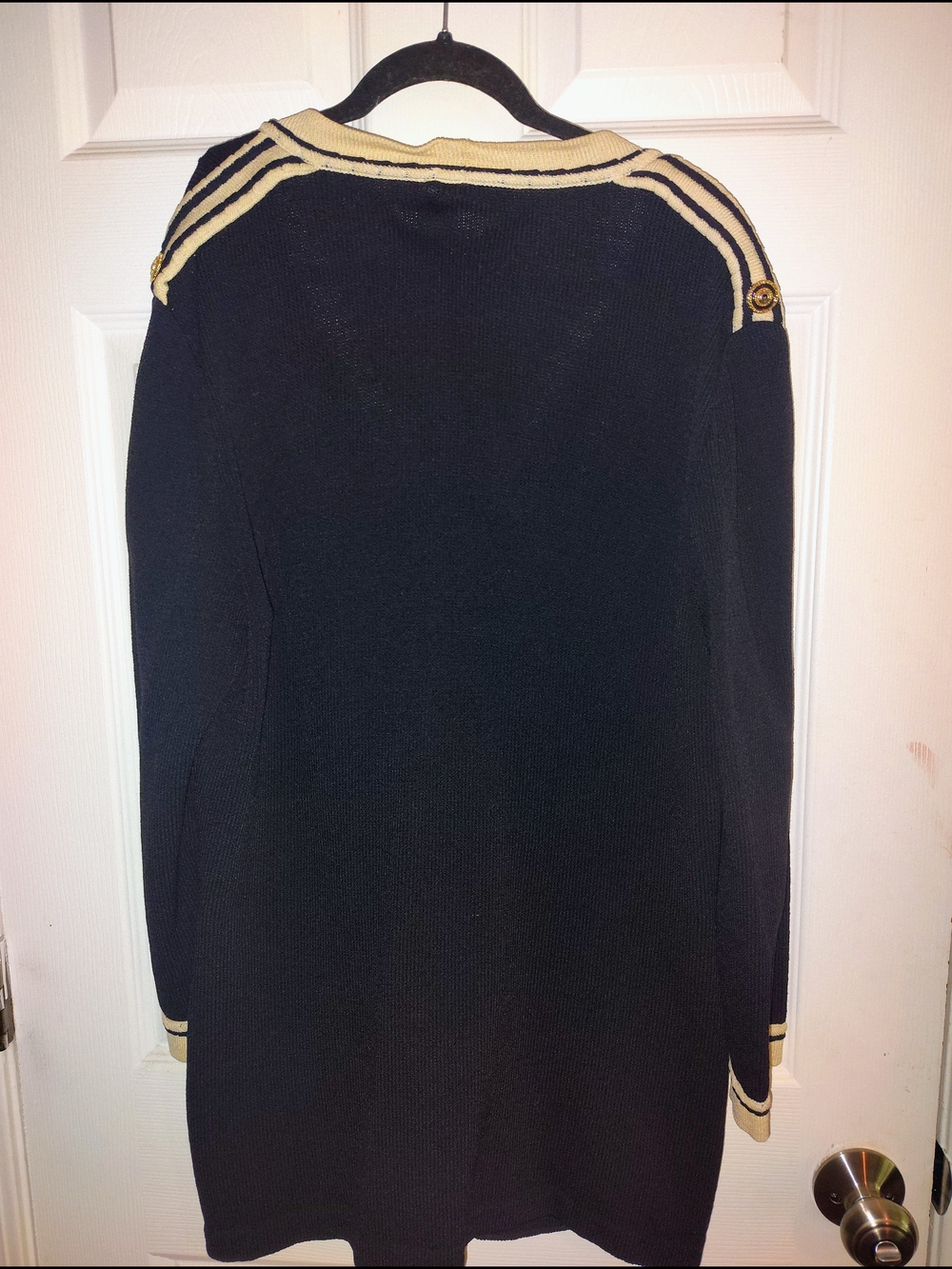 St. John Collection Black and Cream Button Front Cardigan - Picture 3 of 6